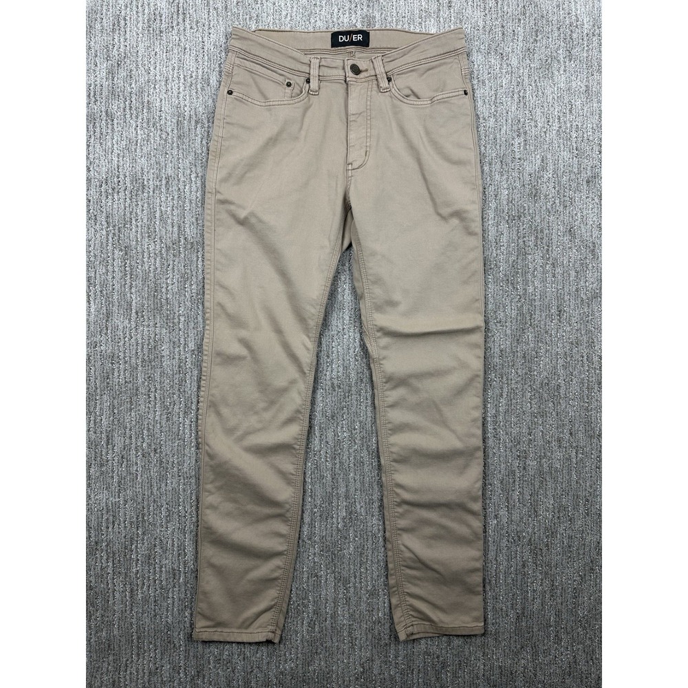 DU/ER Pants Mens 32x31 Beige Denim Medium Wash N2X Relaxed Fit Taper Leg Modern